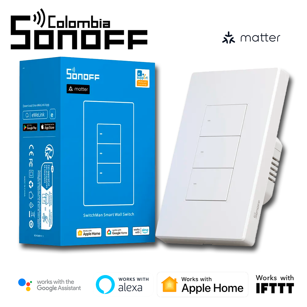 Interruptor triple M5 Matter Blanco